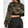 imageMakeMeChic Womens Camo Sweatshirts Fall Long Sleeve Crew Neck Super Crop TopsMulticolor
