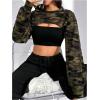 imageMakeMeChic Womens Camo Sweatshirts Fall Long Sleeve Crew Neck Super Crop TopsMulticolor