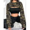 imageMakeMeChic Womens Camo Sweatshirts Fall Long Sleeve Crew Neck Super Crop TopsMulticolor