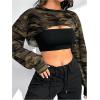 imageMakeMeChic Womens Camo Sweatshirts Fall Long Sleeve Crew Neck Super Crop TopsMulticolor