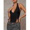 imageMakeMeChic Womens Corset Halter Tops Halloween Lace Up Corset Tops Y2K Cowgirl Crop TopBlack