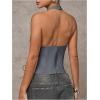 imageMakeMeChic Womens Corset Halter Tops Halloween Lace Up Corset Tops Y2K Cowgirl Crop TopDark Grey