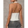 imageMakeMeChic Womens Corset Halter Tops Halloween Lace Up Corset Tops Y2K Cowgirl Crop TopLight White