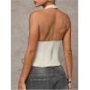 imageMakeMeChic Womens Corset Halter Tops Halloween Lace Up Corset Tops Y2K Cowgirl Crop TopWhite