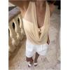 imageMakeMeChic Womens Mesh Tie Open Back Halter Tops Draped Y2k Tank with Metal Ring Bendeau BraApricot