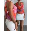 imageMakeMeChic Womens Mesh Tie Open Back Halter Tops Draped Y2k Tank with Metal Ring Bendeau BraOrange
