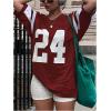 imageMakeMeChic Womens Number Graphic Jersey Top Crew Neck Short Sleeve Oversized Y2k T ShirtBurgundy