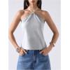 imageMakeMeChic Womens Open Back Halter Tops Going Out Sexy Backless Tops ClubwearLight Grey