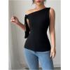 imageMakeMeChic Womens Summer Tank Top Asymmetrical Neck One Shoulder Bow Tie Cute TopsBlack
