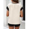 imageMakeMeChic Womens Summer Tops Short Sleeve Color Block Crew Neck Textured Dressy Work BlouseBlack and White