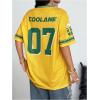 imageMakeMeChic Womens Y2k Mesh Jersey Oversized Shirt Graphic Tee Half Sleeve V Neck Streetwear Summer TopsYellow