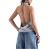 imageMakeMeChic Womens Open Back Halter Tops Going Out Sexy Backless Tops ClubwearLight Grey