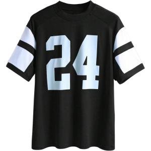 imageMakeMeChic Womens Number Graphic Jersey Top Crew Neck Short Sleeve Oversized Y2k T ShirtBlack