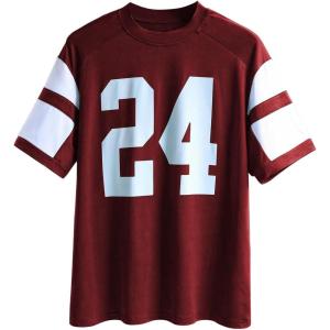 imageMakeMeChic Womens Number Graphic Jersey Top Crew Neck Short Sleeve Oversized Y2k T ShirtBurgundy