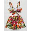 imageMakeMeChic Womens 2 Piece Sets Tropical Print Floral Backless Tank Crop Top and Shorts Sets Summer Boho OutfitsMulticolor
