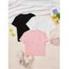 imageMakeMeChic Womens 3 Pack Graphic Print Crop Tops Crew Neck Short Sleeve Tee Shirt Cute T ShirtsBlack White