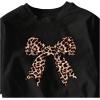 imageMakeMeChic Womens Bow Tie Leopard Round Neck Short Sleeve T Shirt Cheetah Y2K Tee Top Leopard Black Large