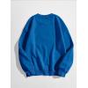 imageMakeMeChic Womens Casual Cute Oversized Long Sleeve Round Crew Neck Sweatshirt Pullover TopRoyal Blue