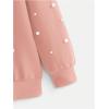 imageMakeMeChic Womens Casual Round Neck Pearl Sweatshirt Long Sleeve Drop Shoulder Pullover TopsDusty Pink