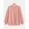 imageMakeMeChic Womens Casual Round Neck Pearl Sweatshirt Long Sleeve Drop Shoulder Pullover TopsDusty Pink