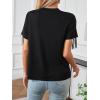 imageMakeMeChic Womens Fringe Tops Short Sleeve Tassel Trim Dressy Casual Summer Trendy Tops Tee Shirt Black Large