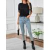 imageMakeMeChic Womens Fringe Tops Short Sleeve Tassel Trim Dressy Casual Summer Trendy Tops Tee Shirt Black Large