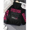imageMakeMeChic Womens Graphic Sweatshirts Letter Hoodies Pullover Y2K Long Sleeve Fall ClothesBlack and Pink