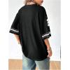 imageMakeMeChic Womens Jersey Shirt V Neck Y2K Jersey Top Oversized Short Sleeve Letter Graphic ShirtsBlack