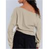 imageMakeMeChic Womens Off The Shoulder Long Sleeve Tops Going Out Asymmetrical Tops Y2k Cropped SweatshirtApricot