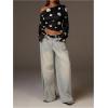 imageMakeMeChic Womens Off The Shoulder Long Sleeve Tops Going Out Asymmetrical Tops Y2k Cropped SweatshirtPolka Dots