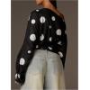 imageMakeMeChic Womens Off The Shoulder Long Sleeve Tops Going Out Asymmetrical Tops Y2k Cropped SweatshirtPolka Dots
