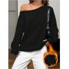 imageMakeMeChic Womens Off The Shoulder Sweatshirt Tops Long Sleeve Oversized SweatshirtsBlack