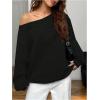 imageMakeMeChic Womens Off The Shoulder Sweatshirt Tops Long Sleeve Oversized SweatshirtsBlack