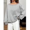 imageMakeMeChic Womens Off The Shoulder Sweatshirt Tops Long Sleeve Oversized SweatshirtsLight Grey