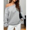 imageMakeMeChic Womens Off The Shoulder Sweatshirt Tops Long Sleeve Oversized SweatshirtsLight Grey