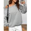 imageMakeMeChic Womens Off The Shoulder Sweatshirt Tops Long Sleeve Oversized SweatshirtsLight Grey