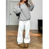 imageMakeMeChic Womens Off The Shoulder Sweatshirt Tops Long Sleeve Oversized SweatshirtsLight Grey