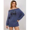 imageMakeMeChic Womens Off The Shoulder Sweatshirt Tops Y2k Oversized Graphic T ShirtDusty Blue