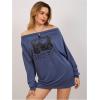 imageMakeMeChic Womens Off The Shoulder Sweatshirt Tops Y2k Oversized Graphic T ShirtDusty Blue