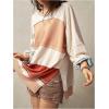 imageMakeMeChic Womens Patchwork Color Block Sweatshirt Round Neck Long Sleeve Slit Hem Pullover Tops Multicolor XSmall