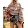 imageMakeMeChic Womens Striped Bell Sleeve Tops Crew Neck Shirts Fall Cowboy Chic Concert OutfitsMulticolor