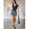 imageMakeMeChic Womens Striped Colorblock Polo Collar TShirts V Neck Ribbed Short Sleeve School ShirtRoyal Blue
