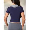 imageMakeMeChic Womens Striped Colorblock Polo Collar TShirts V Neck Ribbed Short Sleeve School ShirtRoyal Blue