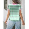 imageMakeMeChic Womens Striped Tee Crew Neck Contrast Binding Short Sleeve Going Out T Shirt TopsMulticolor