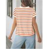 imageMakeMeChic Womens Striped Tee Crew Neck Contrast Binding Short Sleeve Going Out T Shirt TopsOrange