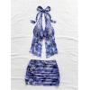 imageMakeMeChic Womens Summer 2 Piece Sets Mesh Open Back Halter Top Camisole Pencil Mini Skirt SetBlue