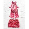 imageMakeMeChic Womens Summer 2 Piece Sets Mesh Open Back Halter Top Camisole Pencil Mini Skirt SetHot Pink