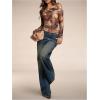 imageMakeMeChic Womens Tie Dye Off The Shoulder Tee Shirt Long Sleeve Ruched Crop Tops