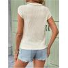 imageMakeMeChic Womens Waffle Knit Tops Summer Cap Sleeve V Neck Button Pocket Casual Tee ShirtApricot