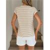 imageMakeMeChic Womens Waffle Knit Tops Summer Cap Sleeve V Neck Button Pocket Casual Tee ShirtMulticolor